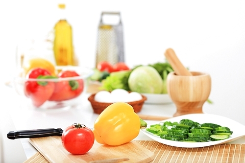 Fresh food and vegetables on the table