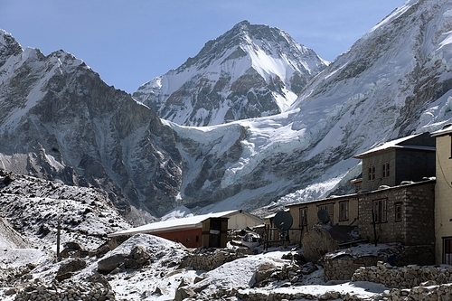 High mountains in cloud. Nepal. Everest