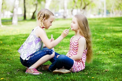 Little girls in park