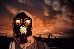 Man in gas mask