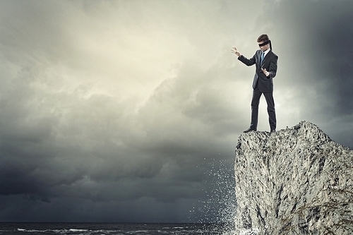 Businessman in blindfold