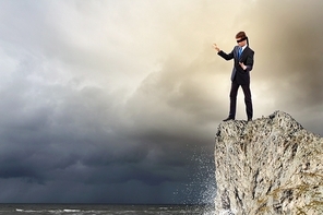 Businessman in blindfold