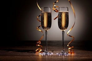 Glasses of champagne at new year party
