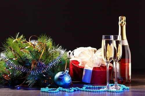 Glasses of champagne at new year party