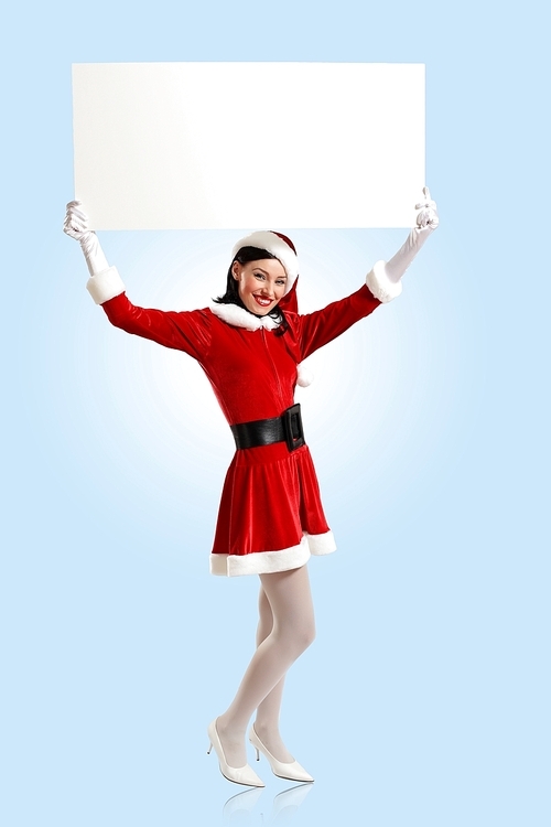 santa girl with a blank banner