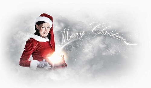 Portrait of girl wearing santa claus clothes