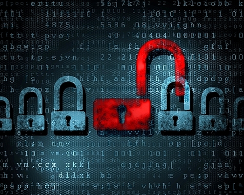 Security concept: Lock on digital screen|illustration