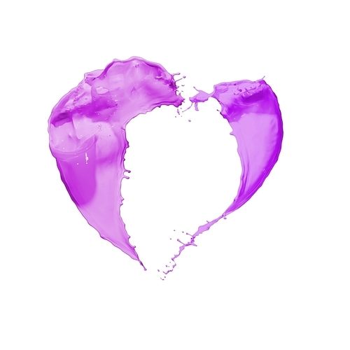 Bright purple colour paint splash on white background