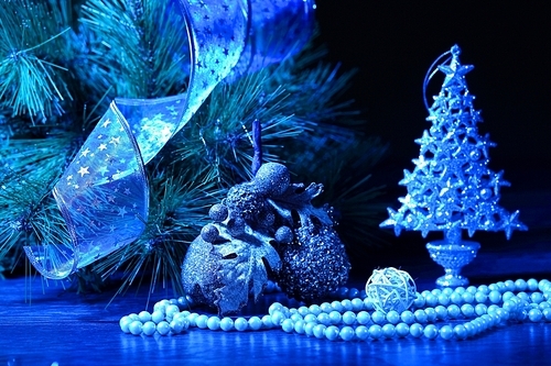 Beautiful Decorated Christmas tree on a darl background