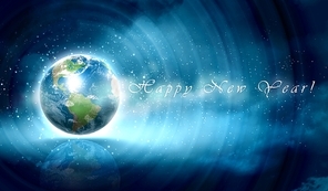 Earth symbol of the new year on our planet. Happy New Year and Merry Christmas. Elements of this image are furnished by NASA