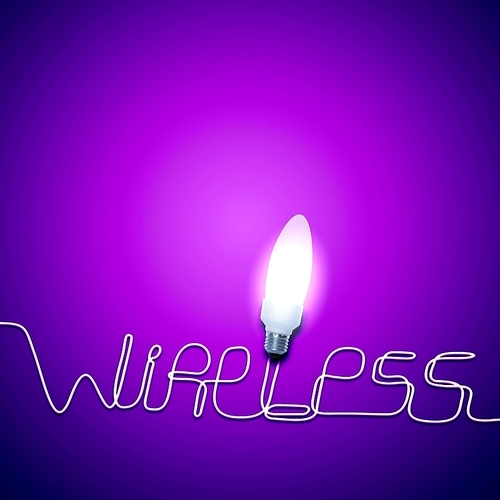 Electric bulb and word wireless. Conceptual illustration