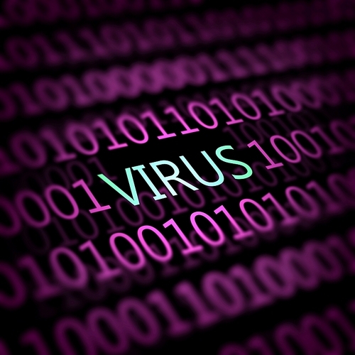 A computer virus detection symbol illustration with word Virus