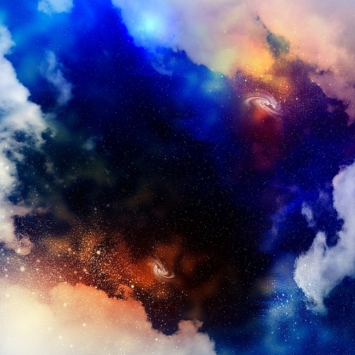 Cosmic clouds of mist on bright colorful backgrounds