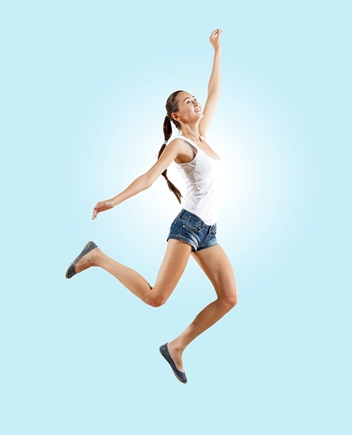 Modern style female dancer jumping and posing. Illustration