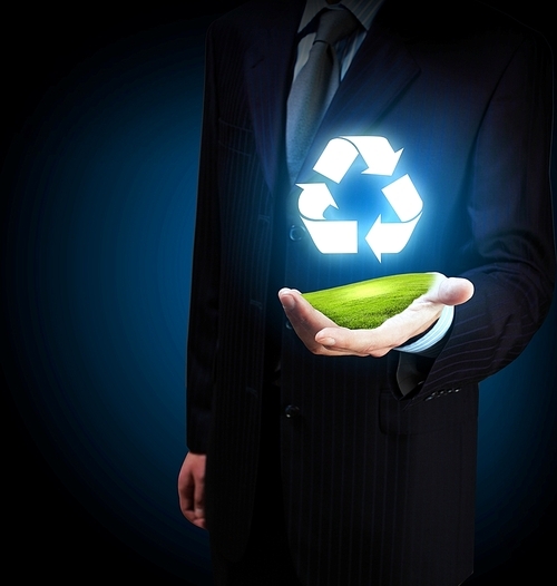 Reuse|reduce|recycle poster design. Include reuse symbol image
