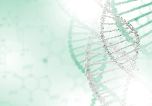 Digital illustration of dna structure on colour background