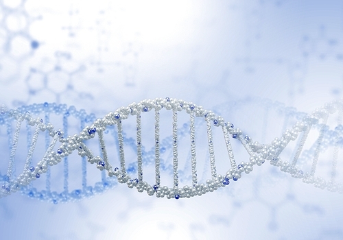 Image of DNA strand against colour background