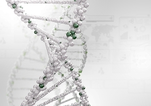 Image of DNA strand against colour background