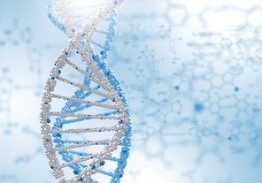 Digital illustration of dna structure on colour background