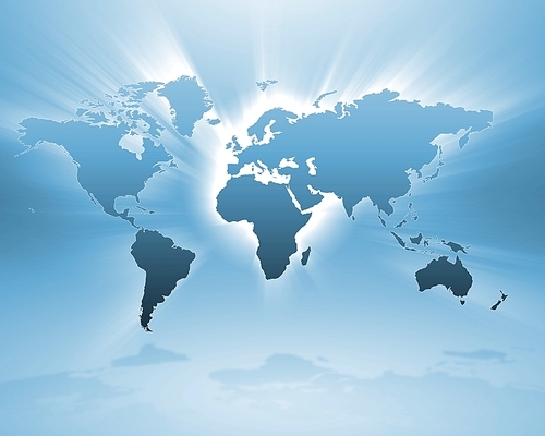 Image of a light blue world map