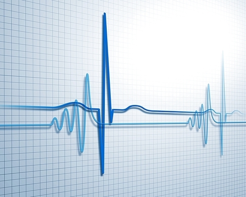 A medical background with a heart beat / pulse with a heart rate monitor symbol