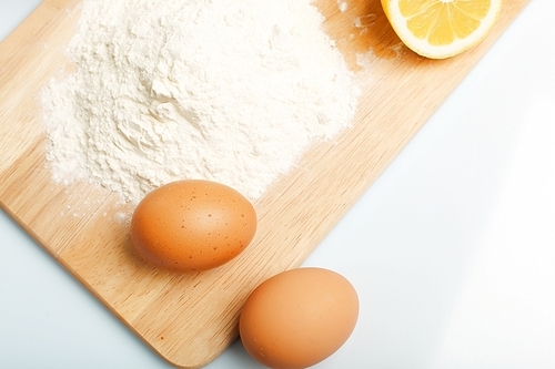 Different products to make bread on the table