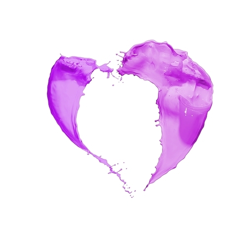 Bright purple colour paint splash on white background