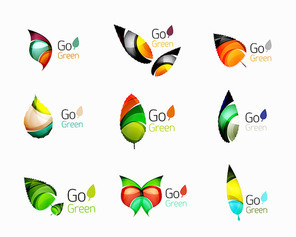 Colorful geometric nature concepts - abstract leaf logos, multicolored icons, symbol set. illustration