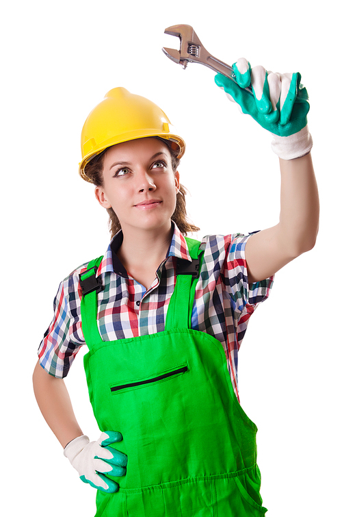 Woman worker isolated on the white