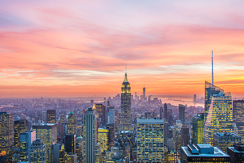 Famous skyscrapers of New York at night