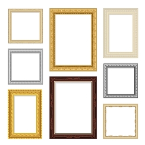 Vintage realistic frame set in different colors isolated vector illustration