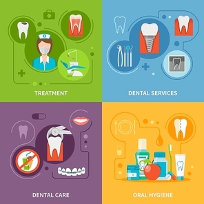 Dental Care Concept. Dental Icons Set. Dental Care Vector Illustration. Dental Care Symbols. Dental Care Design Set. Dental Elements Collection.
