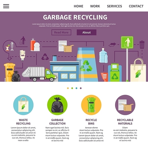 Garbage Recycling Symbols.Garbage Recycling  Presentation.  Recycling Flat Elements.Garbage Recycling Website.Recycling Vector Illustration. Garbage Recycling Page. Garbage Recycling Design.