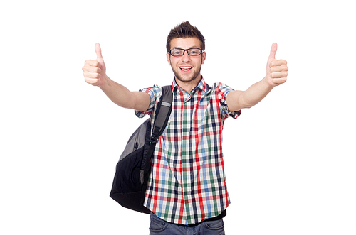 Young student isolated on the white background