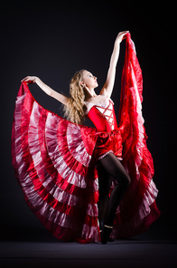 Girl in red dress dancing dance