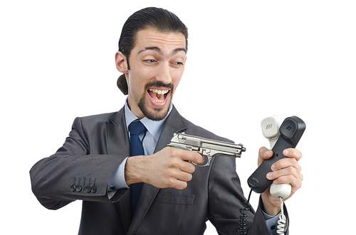 Angry businessman killing the phone