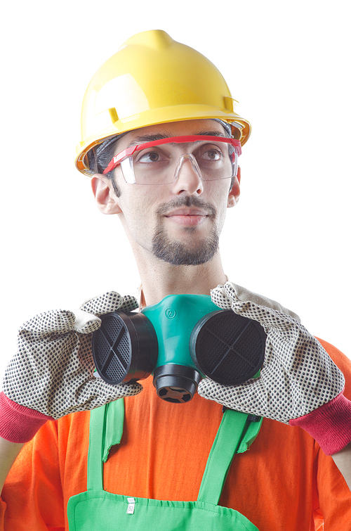 Construction worker isolated on white