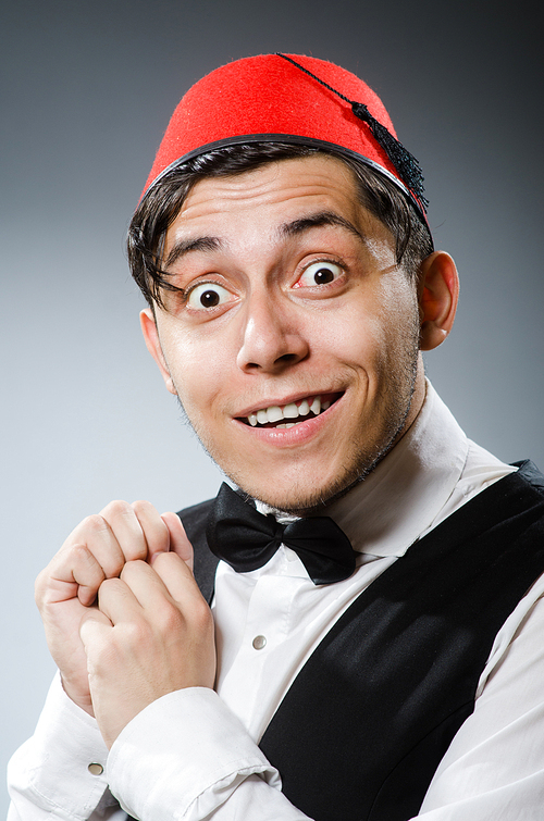 Man wearing traditional turkish hat fez