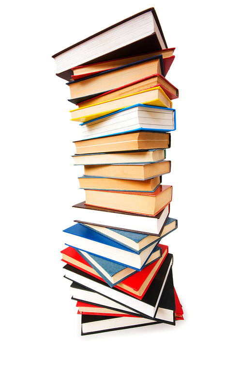 Stack of books isolated on the white