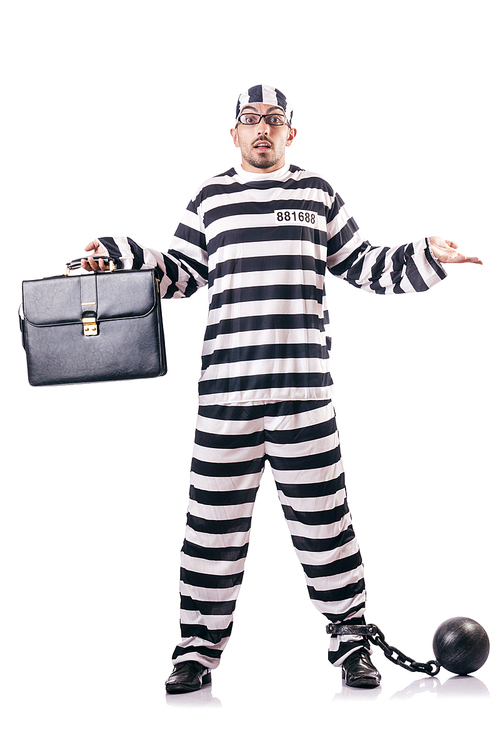 Convict criminal in striped uniform