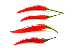 Red chili peppers isolated on the white