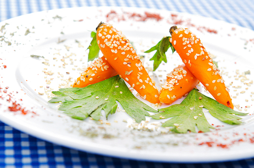 Boiled carrots served in the plate