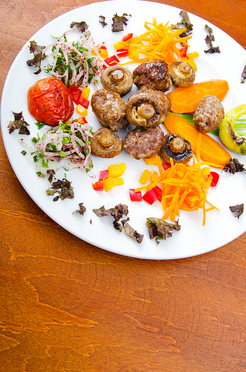 Kebab served in the plate