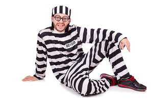 Prison inmate isolated on the white background