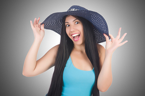 Woman wearing panama ready for summer vacation