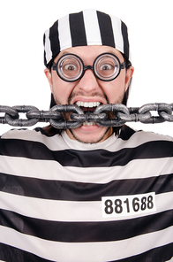 Prison inmate isolated on the white background