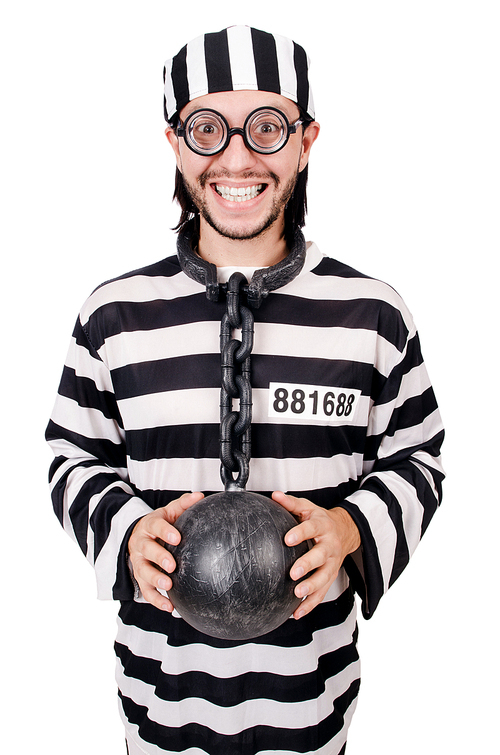 Prison inmate isolated on the white background