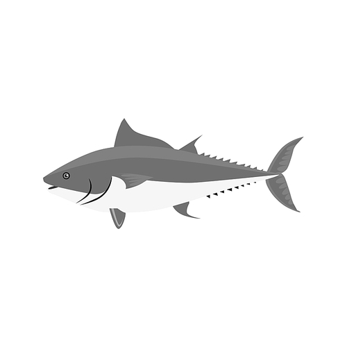 Fish icon design flat isolated. Fish sea animal or food, wildlife aquatic and nature ocean river fish, seafood life swimming with tail and fin, fauna marine style exotic, vector illustration