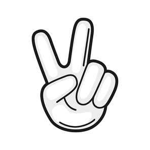 Illustration of hand victory sign gesture. Icon on white background.