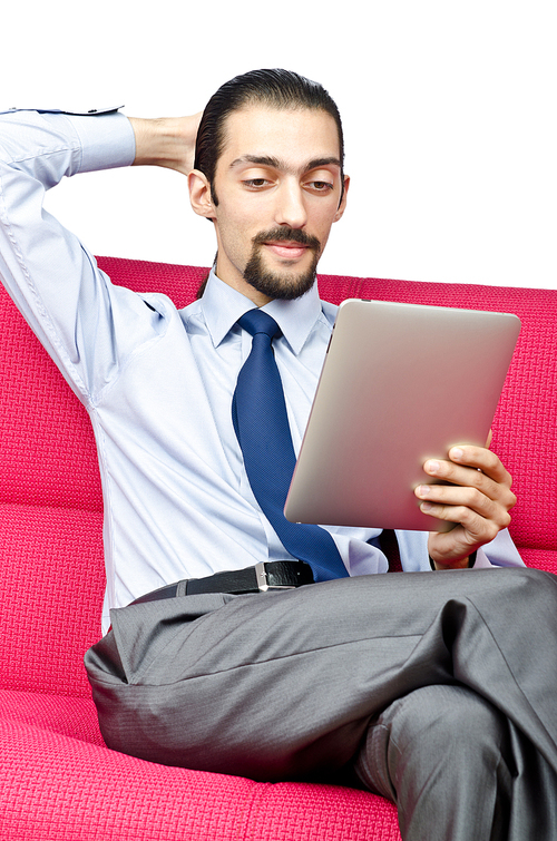 Businessman working on tablet computer